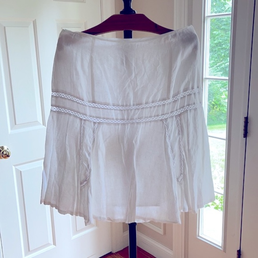 LAUREN RALPH LAUREN white cotton and lace skirt